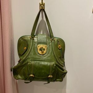 Alexander McQueen vintage green leather tote